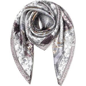 Mulberry Silk White-2 Scarf 43 Inch L Square Shawl Womens Oversized Headband